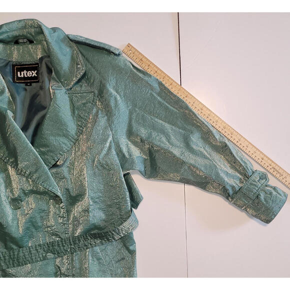 Utex Design Spring & Summer Khaki Green Double Breasted Trench Coat Size 10 - Picture 9 of 9